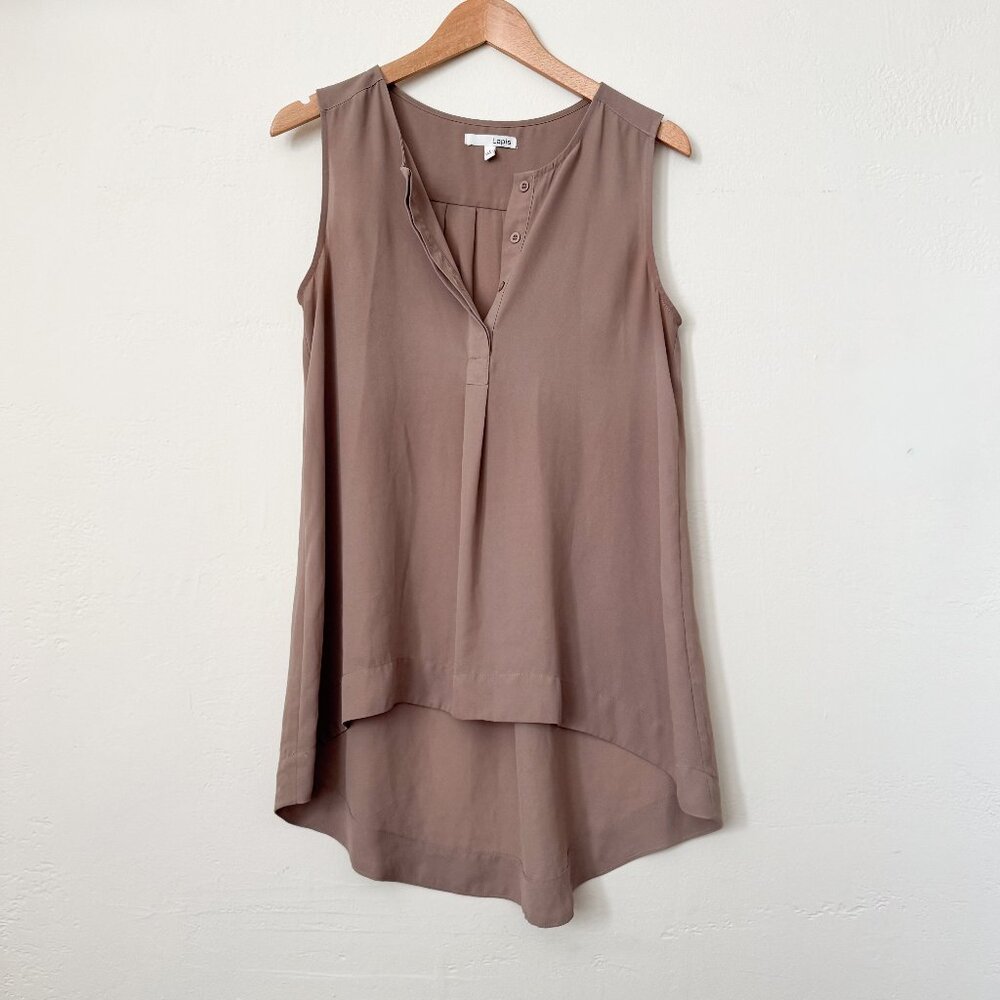 Sleeveless High-Low Hem Blouse Dark Rosy Beige Size S